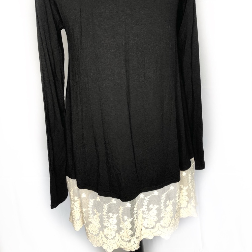 NWOT Black Tunic with lace trim - Picture 2 of 5